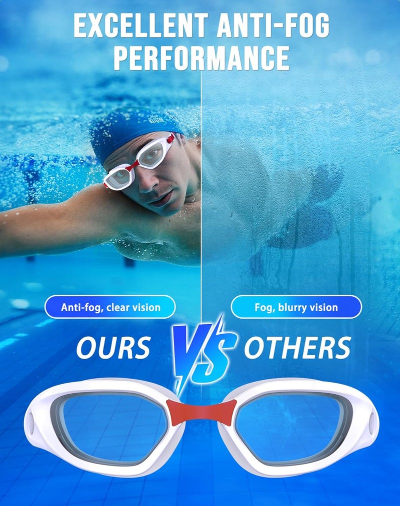 Vegemono Swim Goggles, Unisex Adult Swimming Goggles Anti Fog Anti UV No Leakage Wide View for Men Women Youth - Image 3